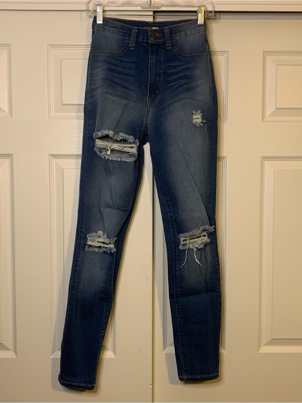 Fashion Nova High Waisted Distressed Skinny Jeans